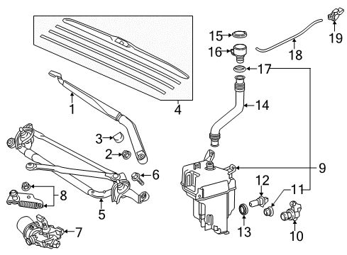 2019 Toyota Highlander Wiper & Washer Components Front Wiper Blade Assembly, Left Diagram for 85222-0E050