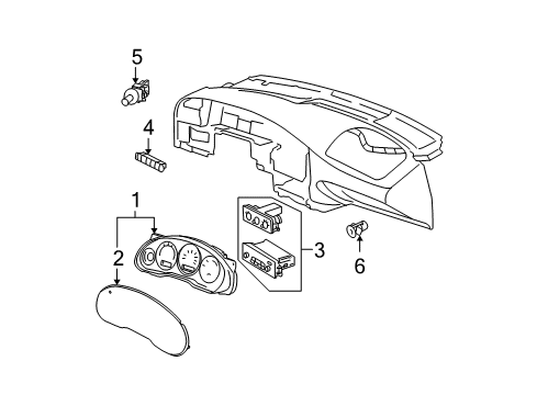 2002 Buick Regal A/C & Heater Control Units Instrument Cluster Assembly Diagram for 10344783