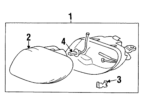 1996 Hyundai Elantra Fog Lamps Front Passenger Side Fog Light Assembly Diagram for 92202-29000