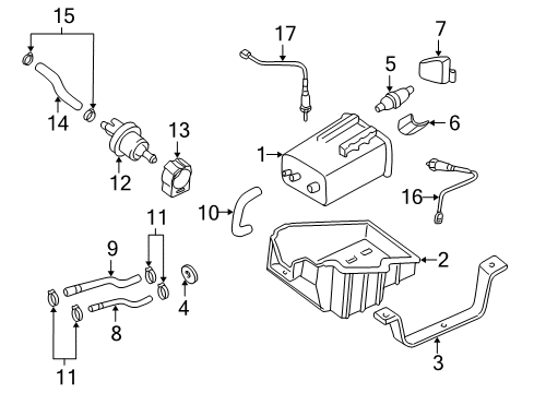 2003 Hyundai Elantra Emission Components Air Filter Assembly Diagram for 31453-29980