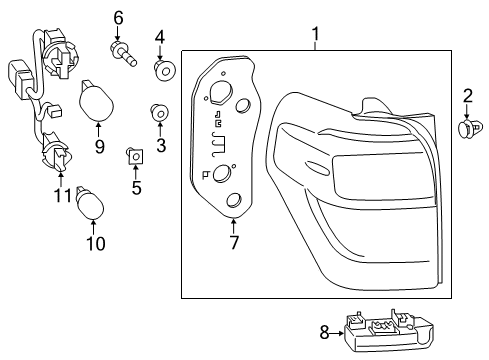 2019 Toyota 4Runner Bulbs Socket & Wire Diagram for 81555-35400