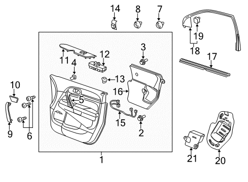 2014 Buick Enclave Interior Trim - Front Door Window Switch Diagram for 20958437