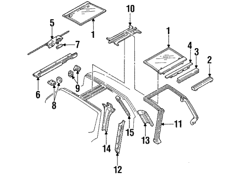 1986 Pontiac Firebird Glass & Hardware - Roof Weatherstrip Asm-Roof Lift Off Window Body Side Diagram for 10198209