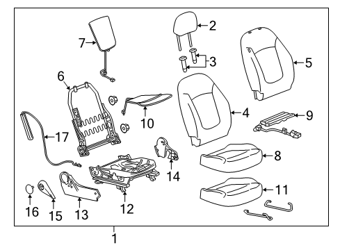 2018 Chevrolet Spark Passenger Seat Components Recliner Handle Diagram for 42454137