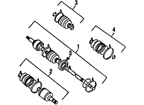 1987 Chevrolet Spectrum Axle Components - Front Boot Kit, Front Wheel Drive Shaft Cv Joint Diagram for 94473234