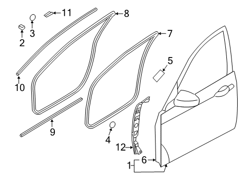 2013 Hyundai Equus Front Door Weatherstrip Assembly-Front Door Trim Lower, RH Diagram for 82180-3N001