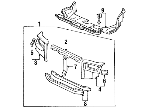 1998 Honda Odyssey Radiator Support Bracket, L. FR. Bulkhead Side Diagram for 60462-SX0-300ZZ