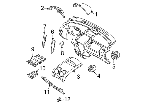 2004 Chevrolet Aveo Cluster & Switches, Instrument Panel Holder, Instrument Panel Cup Diagram for 96417004