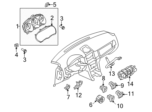 2010 Lincoln MKZ Cluster & Switches Cluster Assembly Diagram for AH6Z-10849-CC