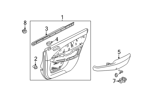 1999 Acura TL Rear Door Weatherstrip, Left Rear Door (Inner) Diagram for 72875-S0K-A01