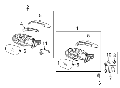 2016 Hyundai Santa Fe Sport Outside Mirrors Mirror & Holder-Outside Rear, RH Diagram for 87621-4Z000