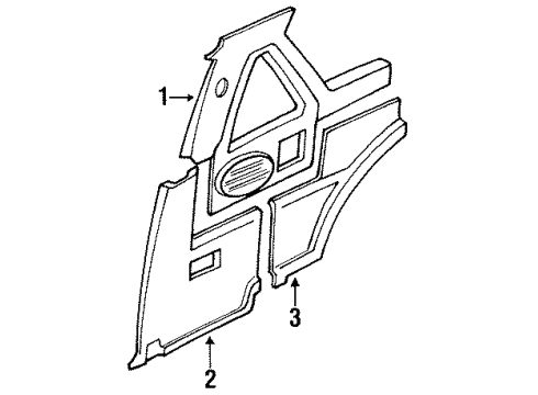 1990 Nissan Pathfinder Interior Trim - Quarter Panels FINISHER-Lock Pillar Up RH GRY Diagram for 76913-42G20