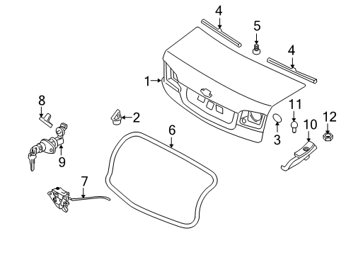 2009 Kia Optima Trunk Seal Strip Assembly-Trunk Lid Diagram for 812252G000