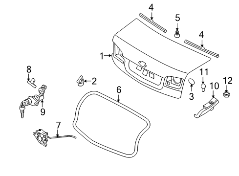 2009 Kia Optima Trunk Trunk Key Sub Set Diagram for 812502GA00