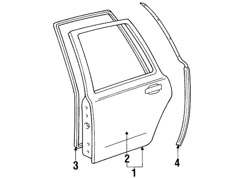 1995 Lincoln Town Car Rear Door Weatherstrip Diagram for F1VY5425325A