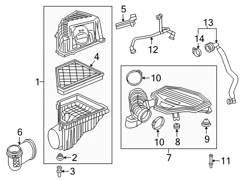 2022 GMC Acadia Air Intake Intake Duct Diagram for 23100544