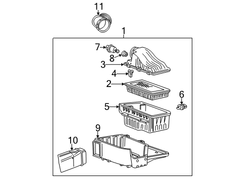2003 Ford F-350 Super Duty Air Intake Air Cleaner Assembly Diagram for 1C3Z-9600-AA