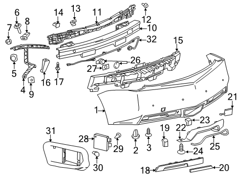 2014 Cadillac CTS Rear Bumper Impact Bar Diagram for 22751194