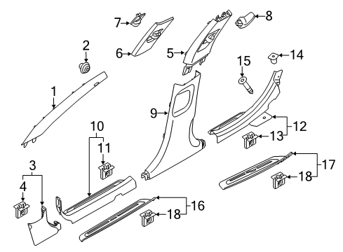 2020 Kia Cadenza Interior Trim - Pillars Trim Assembly-Fr Pillar Diagram for 85820F6000GYT