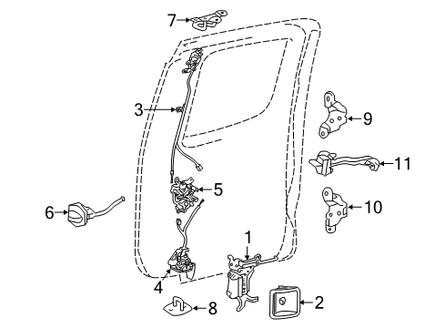 2019 Toyota Tacoma Rear Door Handle Bezel Diagram for 69297-04010-C0