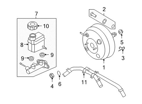 2011 Hyundai Santa Fe Dash Panel Components Booster Assembly-Brake Diagram for 591101U000