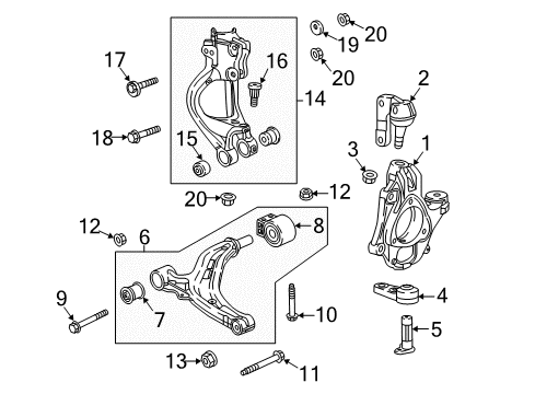 2018 Buick Cascada Front Suspension Components, Lower Control Arm, Stabilizer Bar Upper Ball Joint Nut Diagram for 11609284