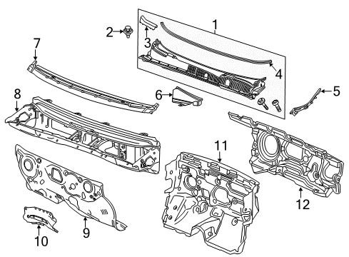 2020 Chevrolet Trax Cowl Cowl Grille Diagram for 42353827