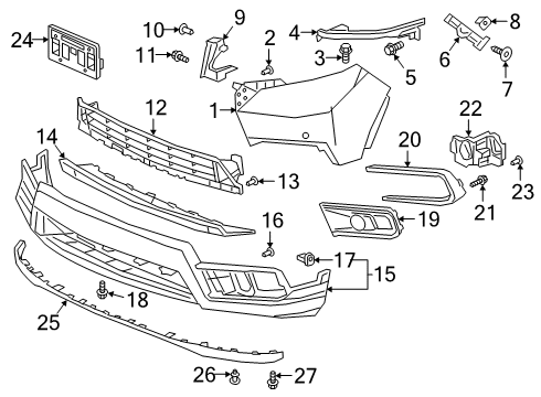 2022 Honda Passport Bumper & Components - Front Screw, Tapping (3X12) Diagram for 93903-423J0