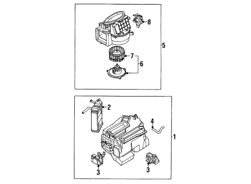 1990 Toyota Cressida Blower Motor & Fan Unit Sub-Assy, Heater Radiator Diagram for 87107-22190