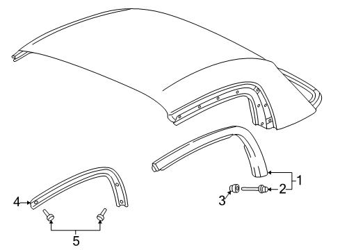 2003 Honda S2000 Exterior Trim - Removable Top Retainer Assy., L. Roof Diagram for 85170-S2A-901