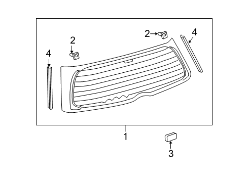 2006 Scion xA Lift Gate - Glass & Hardware Side Molding Diagram for 75571-52030