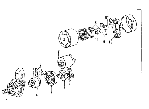 2003 Hyundai Santa Fe Starter Starter Assembly Diagram for 36100-38050