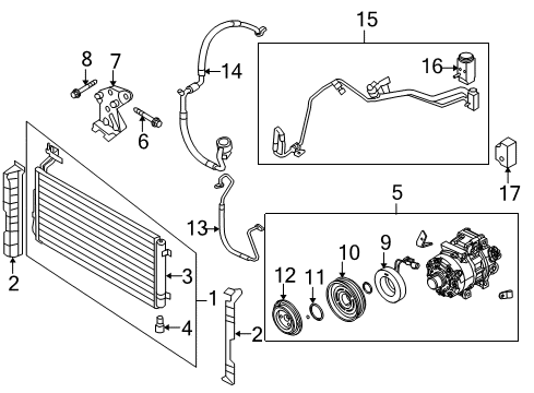 2008 Kia Rondo A/C Condenser, Compressor & Lines Coil-Field Diagram for 976411G000