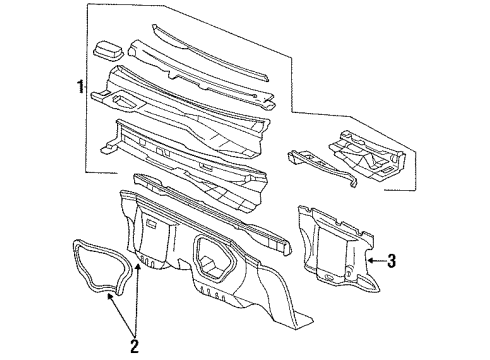 1993 Chevrolet Lumina Cowl Dampener-Dash Panel Lower Diagram for 10113357