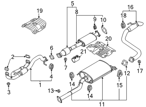 2018 Kia Sedona Exhaust Components Center Muffler Assembly Diagram for 28650A9200