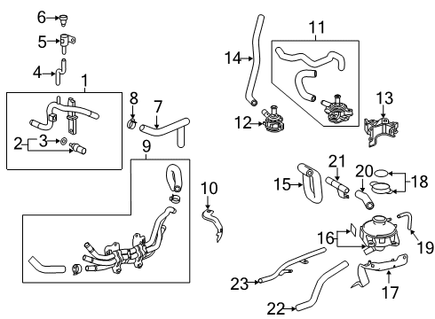 2019 Honda Clarity Powertrain Control Hose, E/Tank Out Diagram for 1J406-5WJ-A00