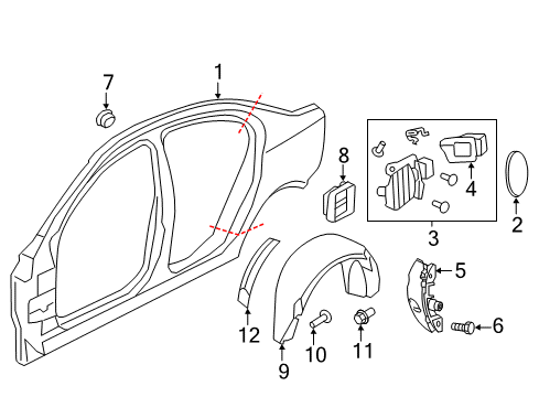 2014 Chevrolet SS Quarter Panel & Components Filler Pocket Diagram for 92257137