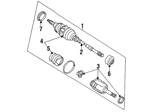 1994 Toyota Tercel Axle Shaft - Front Front Cv Joint Boot Kit Diagram for 04438-16050