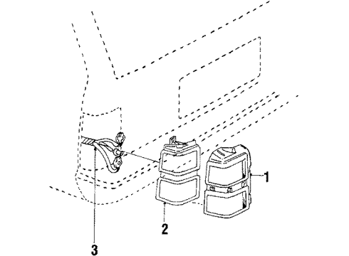 1987 Chevrolet Celebrity Tail Lamps Housing, Rear Combination & Side Marker Lamp Diagram for 16503959