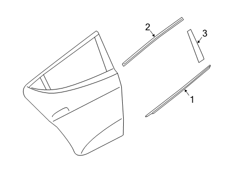 2013 Hyundai Veloster Exterior Trim - Rear Door Weatherstrip Assembly-Rear Door Belt Outside RH Diagram for 83220-2V000