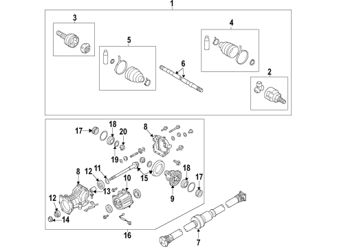 2018 Nissan Rogue Sport Rear Axle, Axle Shafts & Joints, Differential, Drive Axles, Propeller Shaft Propeller Shaft Assy Diagram for 37000-6MA0A