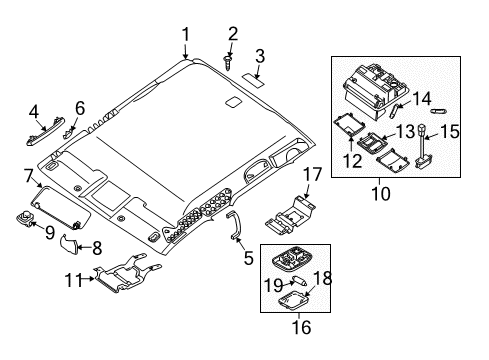 2012 Nissan Frontier Sunroof Lamp Assembly Map Diagram for 26430-ZZ80A