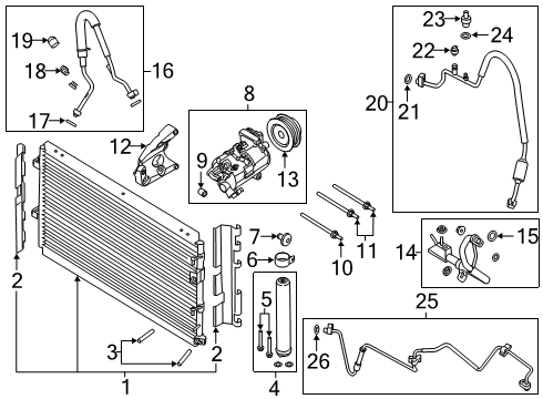 2019 Ford Mustang Air Conditioner AC Line Diagram for JR3Z-19972-D