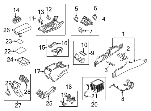 2017 Hyundai Sonata Center Console Wiring Harness-Console Extension Diagram for 84625-C1000