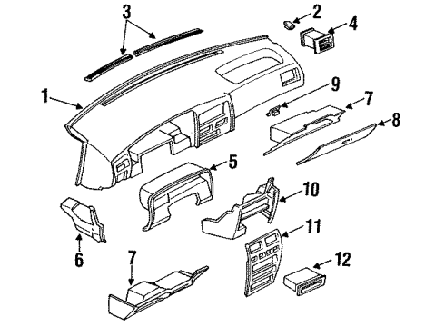 1994 Infiniti G20 Instrument Panel Switch Assy-Mirror Control Diagram for 25570-85E00