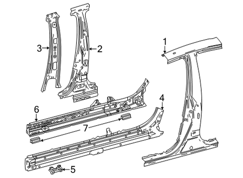 2021 Toyota Mirai Center Pillar & Rocker Inner Center Pillar Diagram for 61037-62020