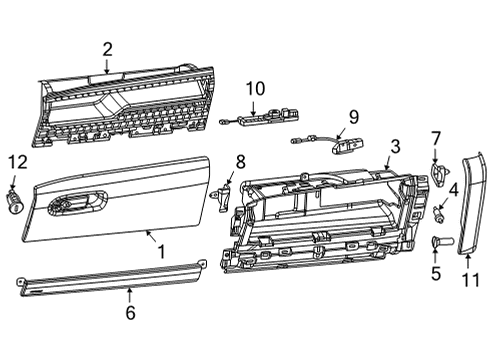 2022 Jeep Wagoneer Glove Box GLOVE BOX Diagram for 68415354AB