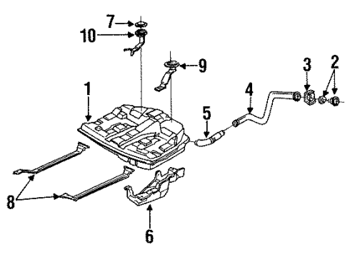 1990 Honda Accord Senders Band Assembly, Passenger Side Fuel Tank Mounting Diagram for 17521-SM1-030