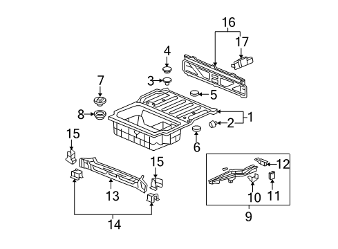 2011 Honda Ridgeline Rear Body & Floor Floor, Bed *NH533* (BUMPER DARK GRAY) Diagram for 74710-SJC-305ZA