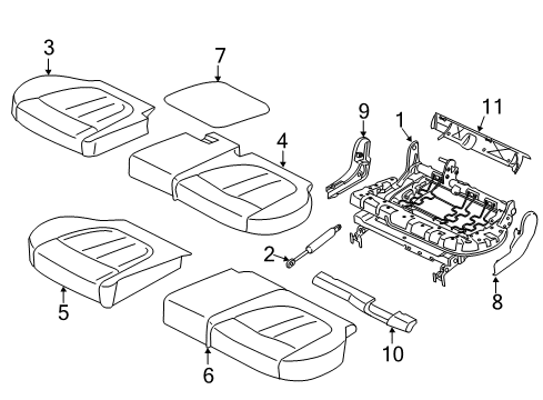 2017 BMW X5 Second Row Seats Foam Part, Seat, Rear Right Diagram for 52207319640